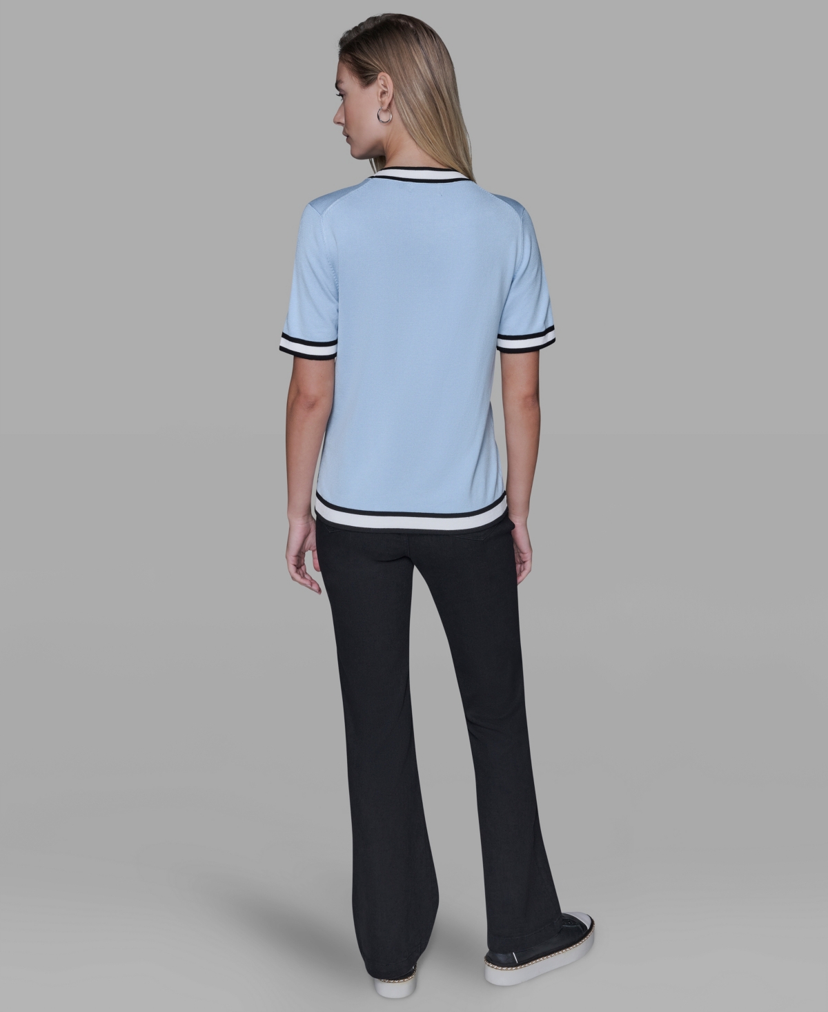 Karl Lagerfeld Women's Short-sleeve Sweater In Blue