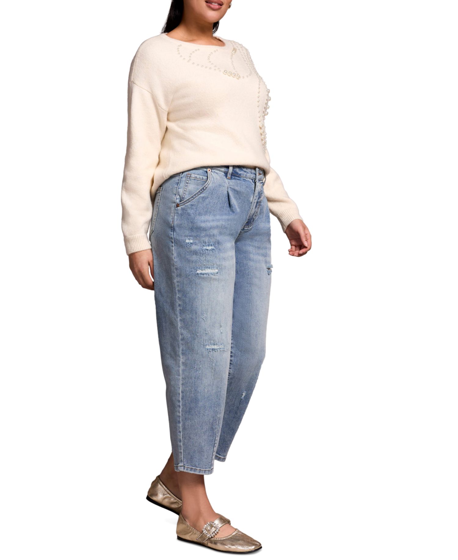 Women's Audrey Distressed Barrel Stretch Jeans