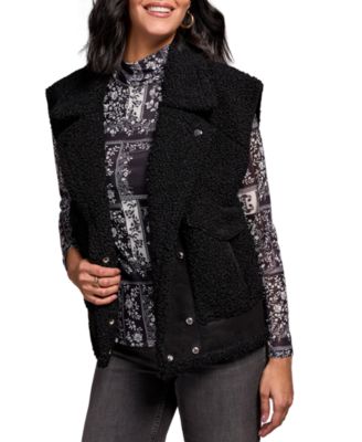 Women's Collared Sleeveless Sherpa Vest