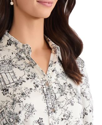 Women's Long-Sleeve Collared Neck Top