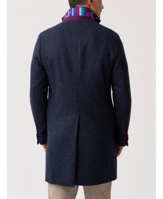 Men's Long Sleeve Wool Collared Coat