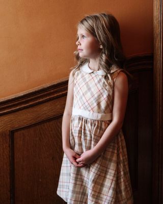 Baby Girls' Organic Sleeveless Party Dress with Peter Pan Collar