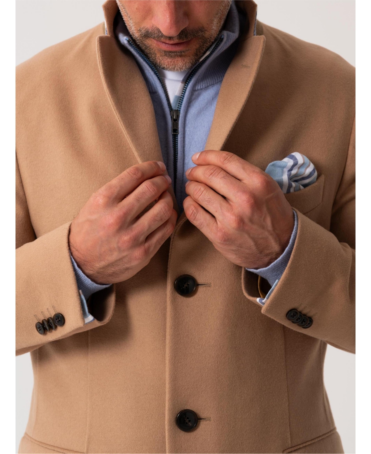 Koy Clothing Men's Herringbone Wool/Cashmere Overcoat