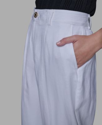 Women's Linen-Blend Straight Pocket Detail Pants