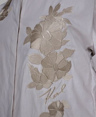 Women's Striped Floral Detail Top