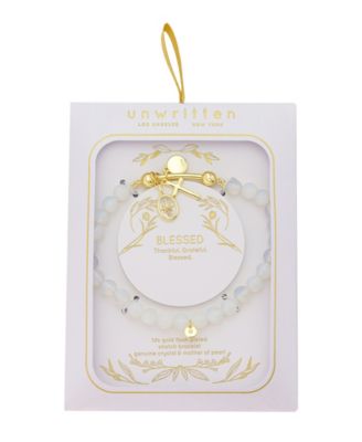 Crystal Star Mother Of Cultivated Pearl Inlay, Cross, Crystal Cross Faux Opal Beads Stretch Bracelet