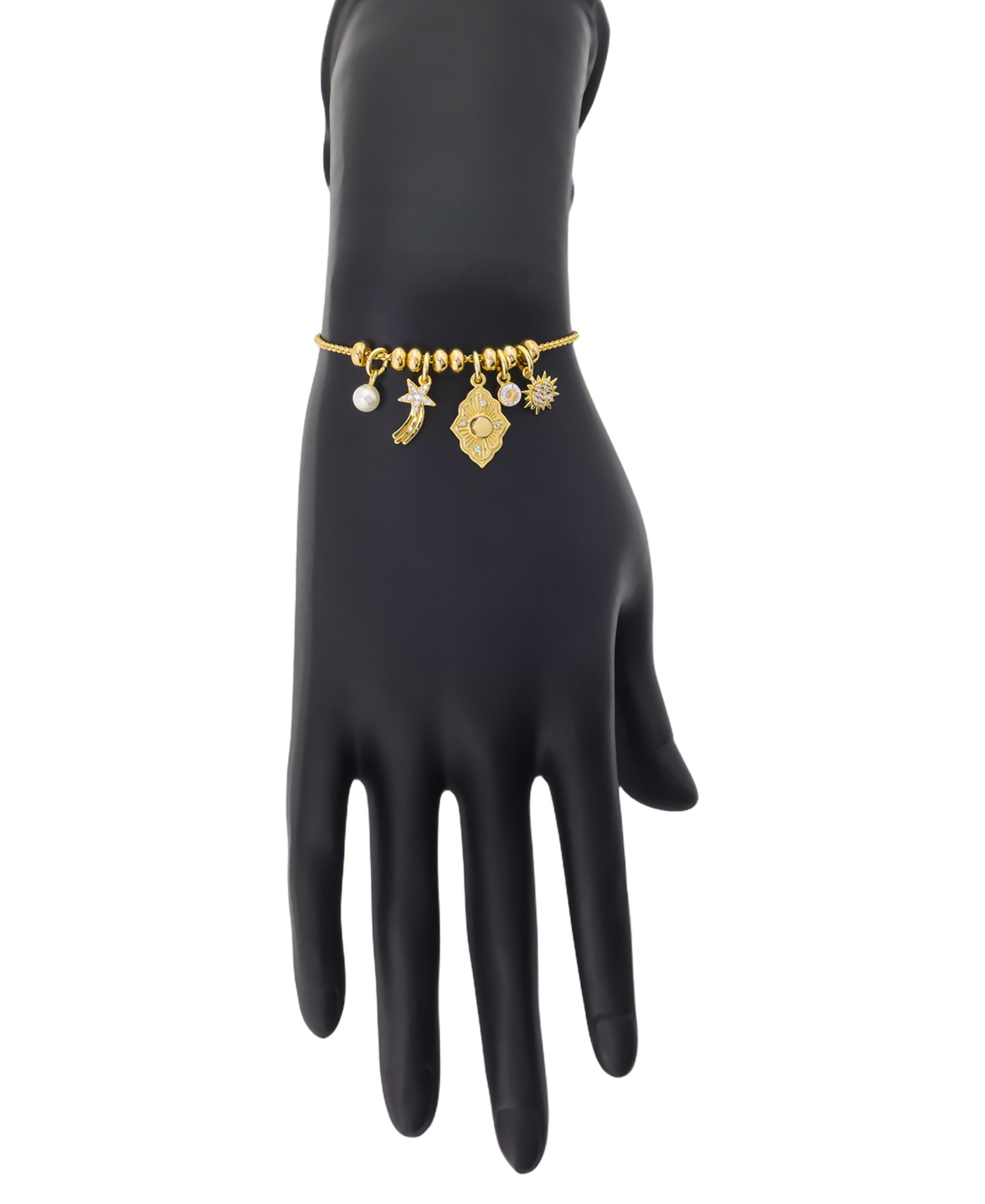 Unwritten Cubic Zirconia And Crystal Charm Adjustable Bolo Bracelet In Gold