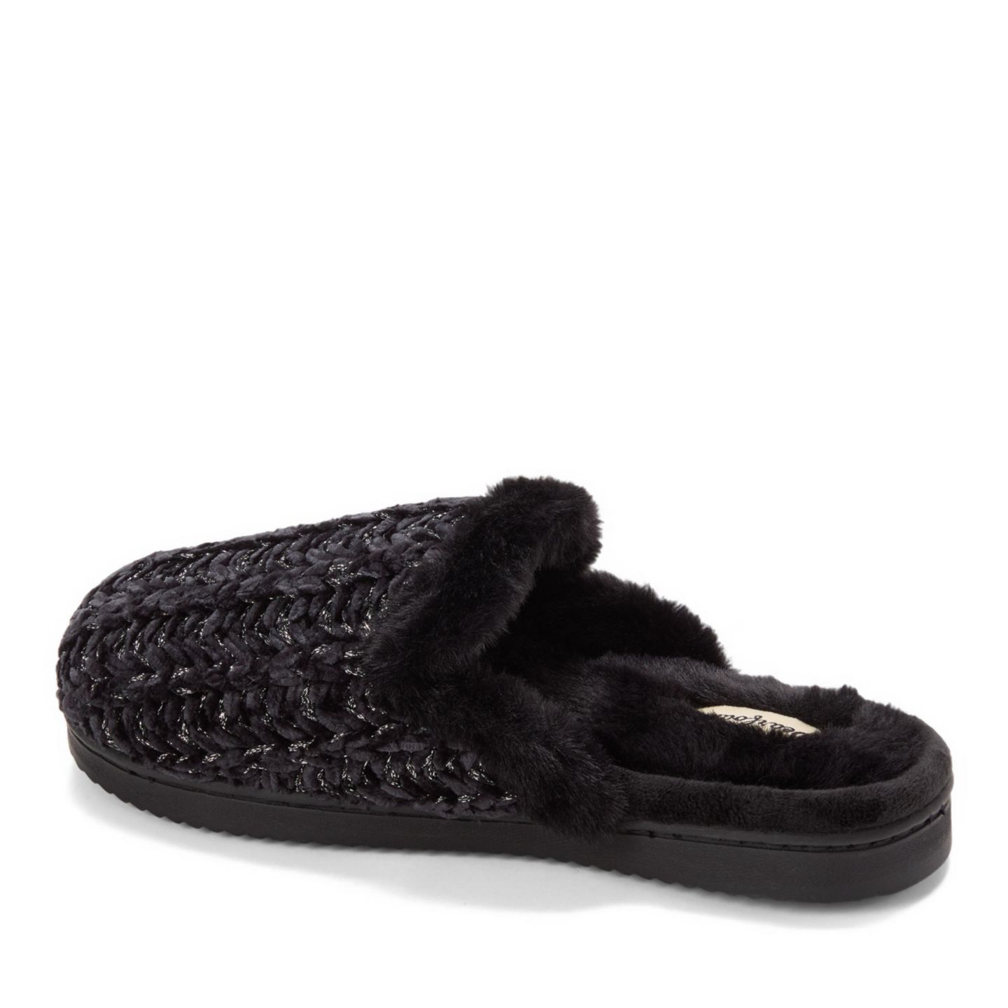 Женские тапочки Dearfoams Paris Chenille Shaped Tab Scuff Slipper, цвет: Чёрный — фото 6
