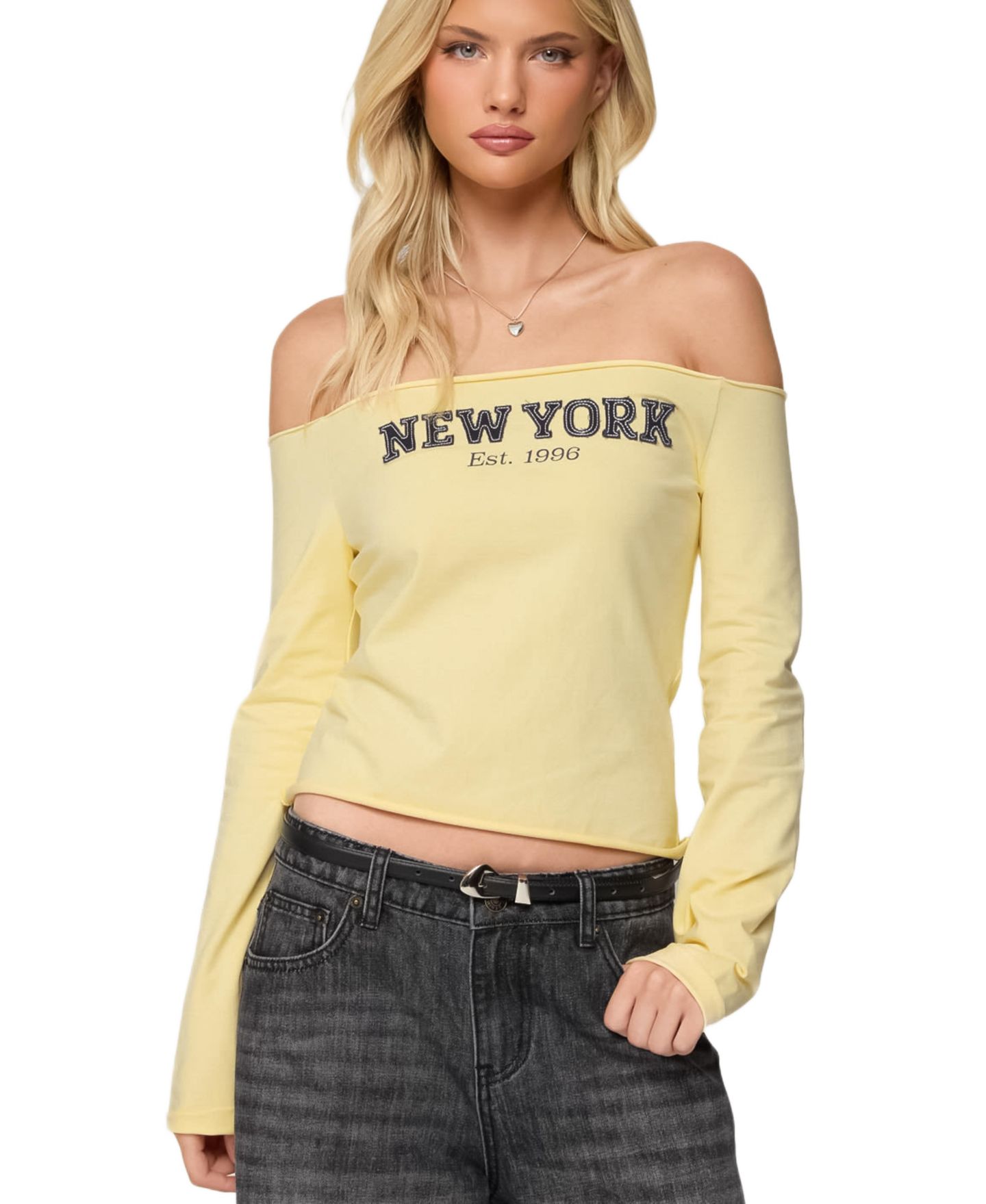 Женский топ Edikted New York Babe Off Shoulder, цвет: Жёлтый — фото 1