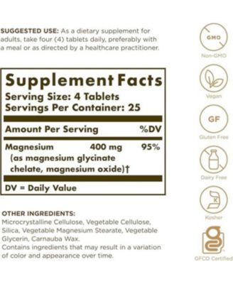 Solgar Chelated Magnesium Tablets ,100 Tabs