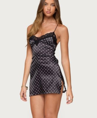 Women's Lacey Backless Polka Dot Mini Dress