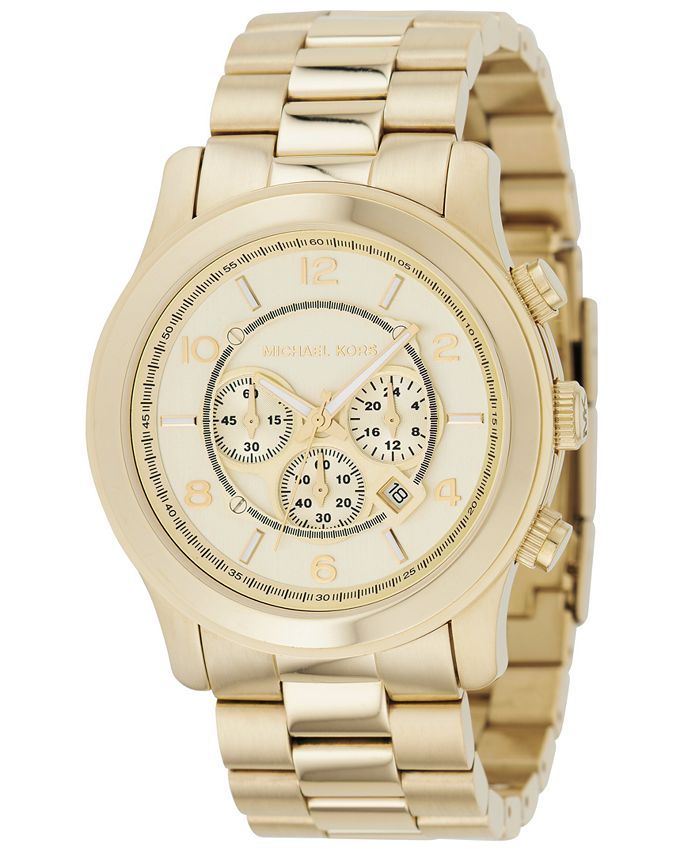 Michael Kors Men's Chronograph Runway Gold-Tone Stainless Steel Bracelet  Watch 44mm MK8077 & Reviews - All Watches - Jewelry & Watches - Macy's