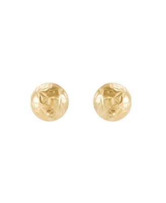 Castle Cut Ball Stud Earrings in 14k Yellow Gold