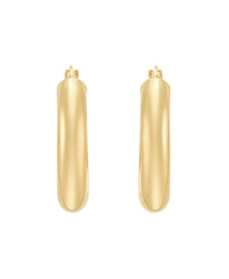 Polished Tube Hoop Earrings in 14k Yellow Gold
