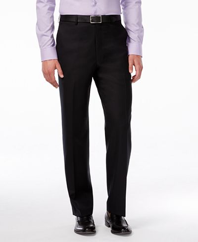 Shaquille O'Neal Collection Big and Tall Black Textured Classic-Fit Pants, Only at Macy's