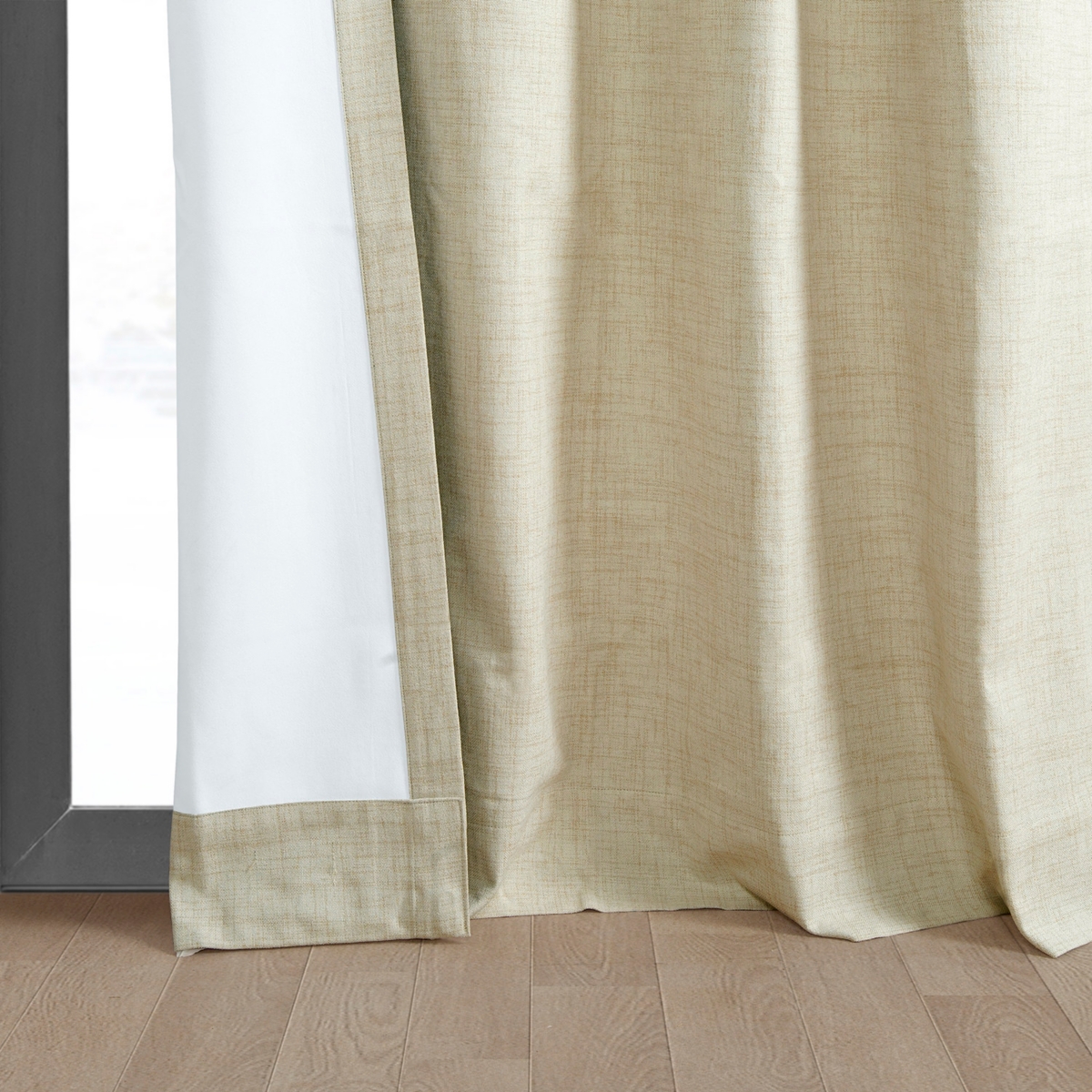 Half Price Drapes Natural Light Beige Grommet Thermal Cross Linen Weave Blackout Curtain