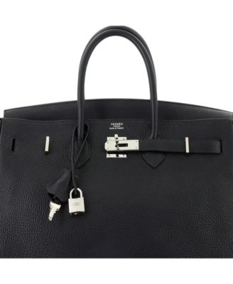 Birkin 35 Handbag Black Clemence with Palladium Hardware