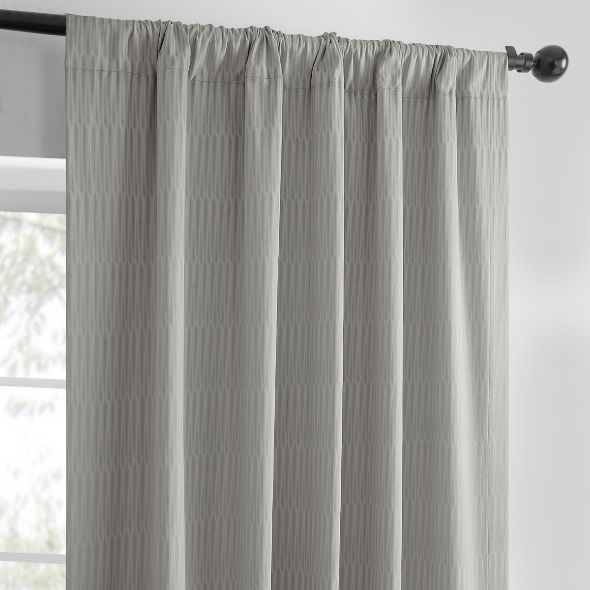 Half Price Drapes Pewter Abstract Lounge Embossed Velvet Room Darkening Curtain