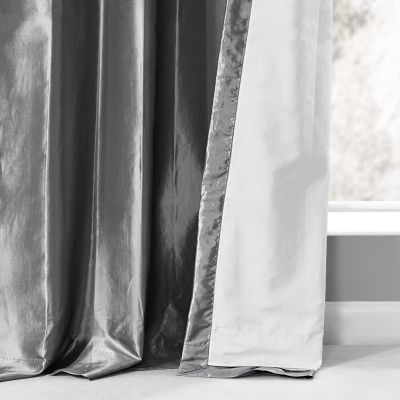 Ruched Solid Faux Silk Taffeta Room Darkening Curtain