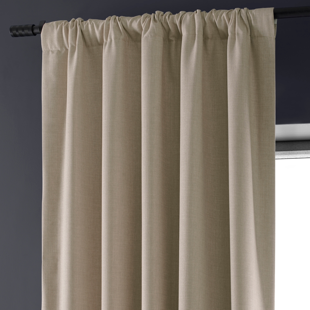 Half Price Drapes Safari Tan Faux Linen Hotel Blackout Curtain