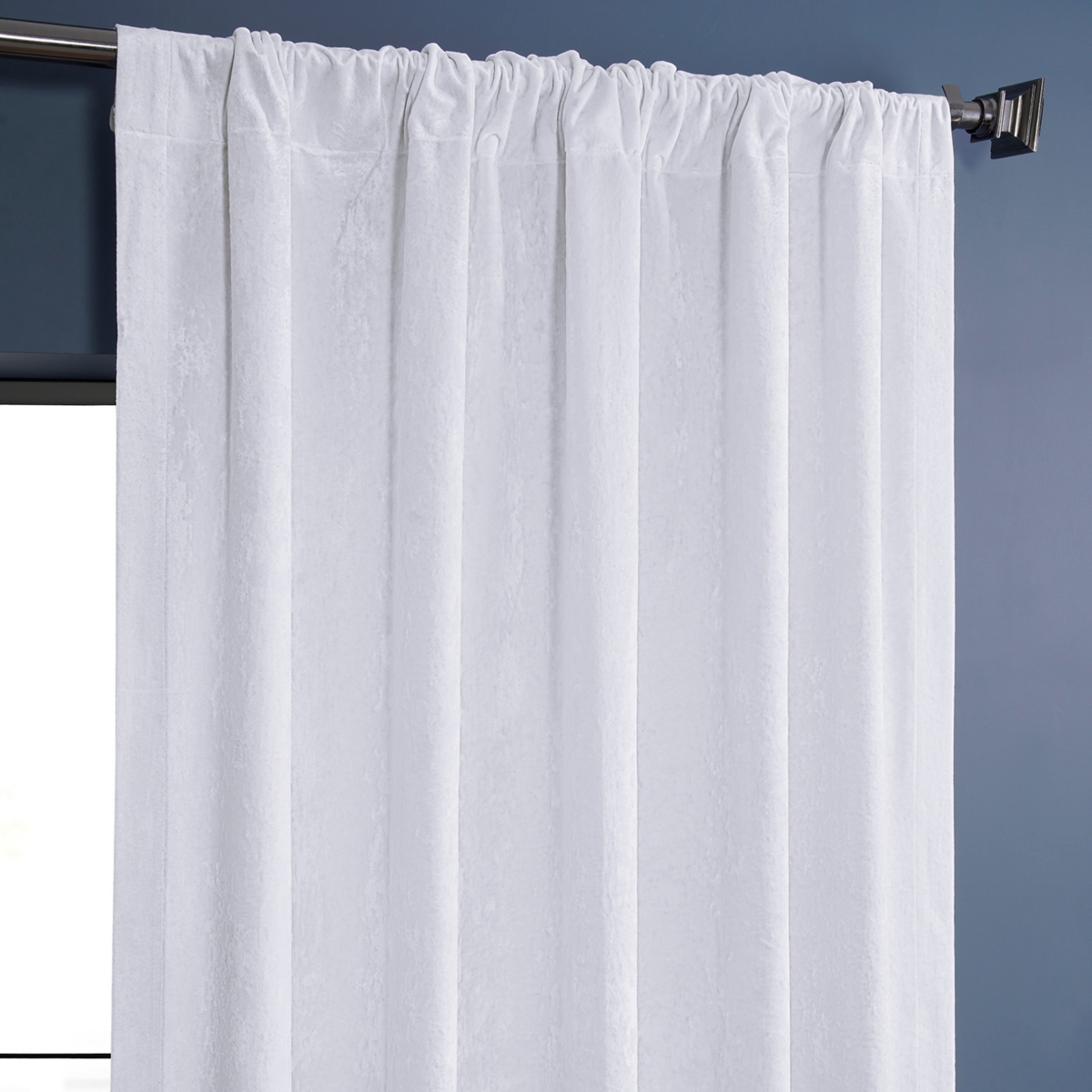 Half Price Drapes Pearl White Lush Crush Velvet Room Darkening Curtain