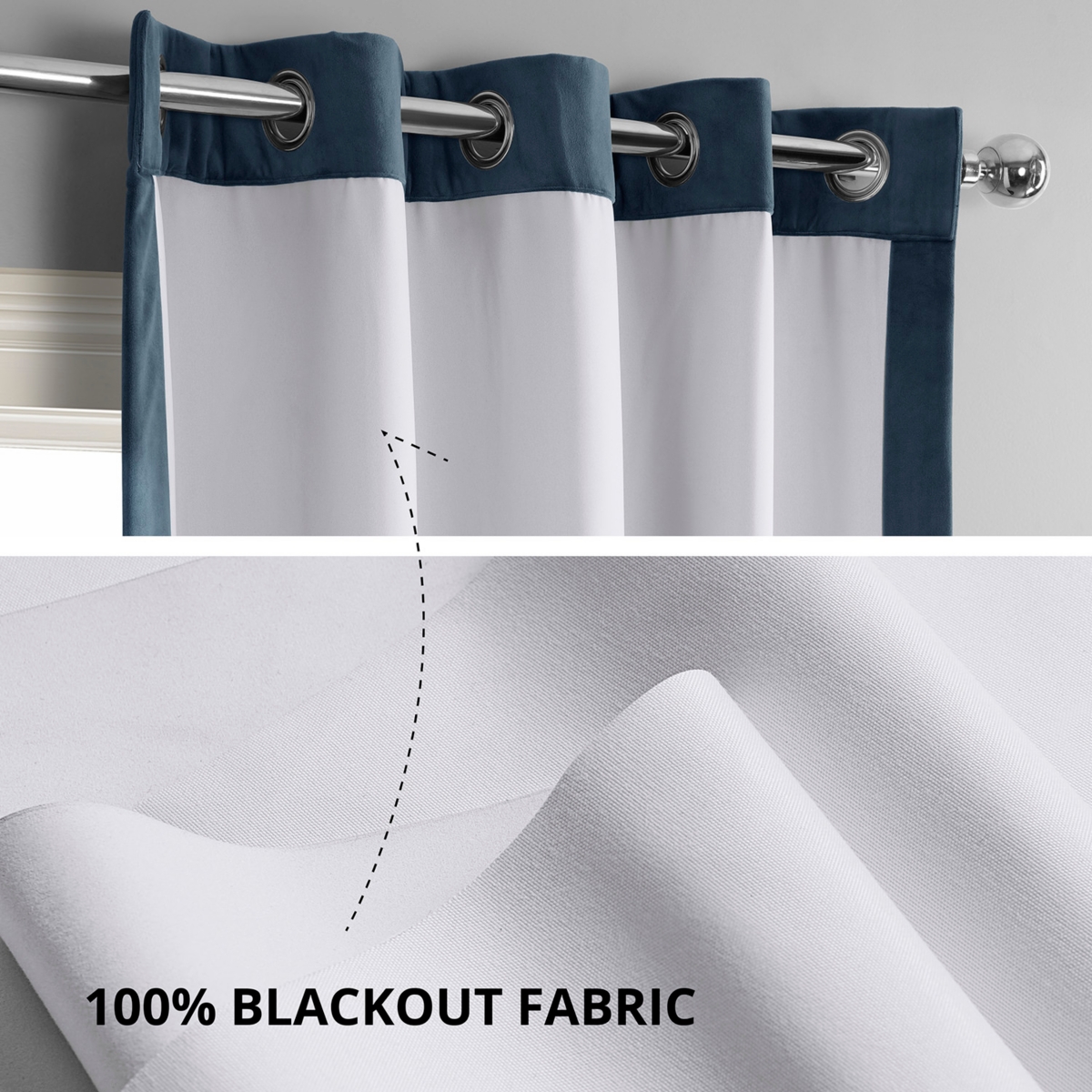 Half Price Drapes Midnight Blue Grommet Signature Velvet Blackout Curtain