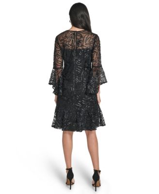 Petite Jewel Neck Bell Sleeve A-Line Dress