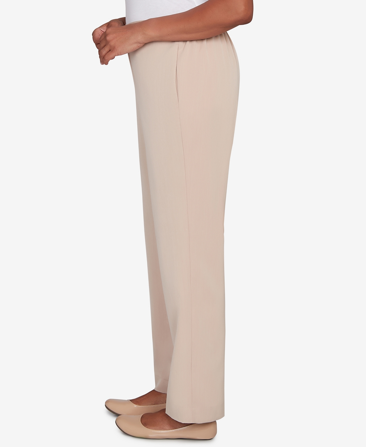 Alfred Dunner Petite Saratoga Springs Side Seam Pocket Average Length Twill Pants In Neutral