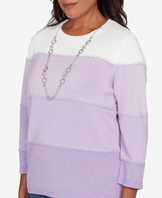 Petite Hilton Head Ombre Stripe Sweater with Necklace