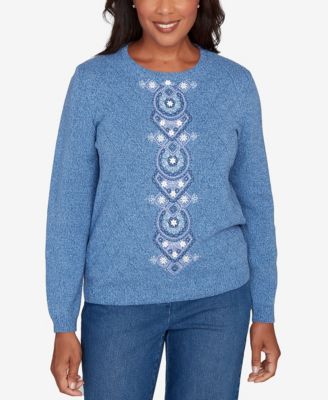 Petite Hilton Head Center Embroidery Accent Sweater