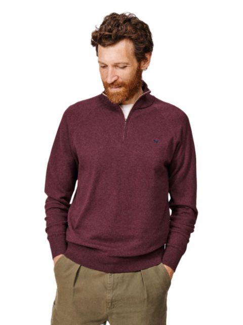 Мужской свитер Aubin Bonby Zip Neck, цвет: Бордо