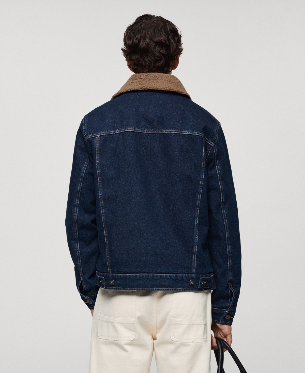 Mango Men's Shearling Lining Denim Jacket In Blue