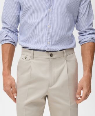 Men's Regular Fit Pleated Cotton Pants