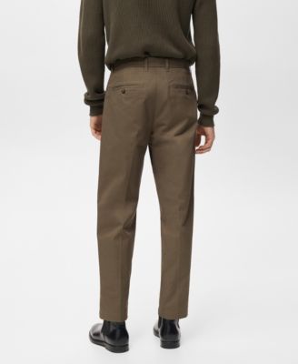 Men's Regular Fit Pleated Cotton Pants