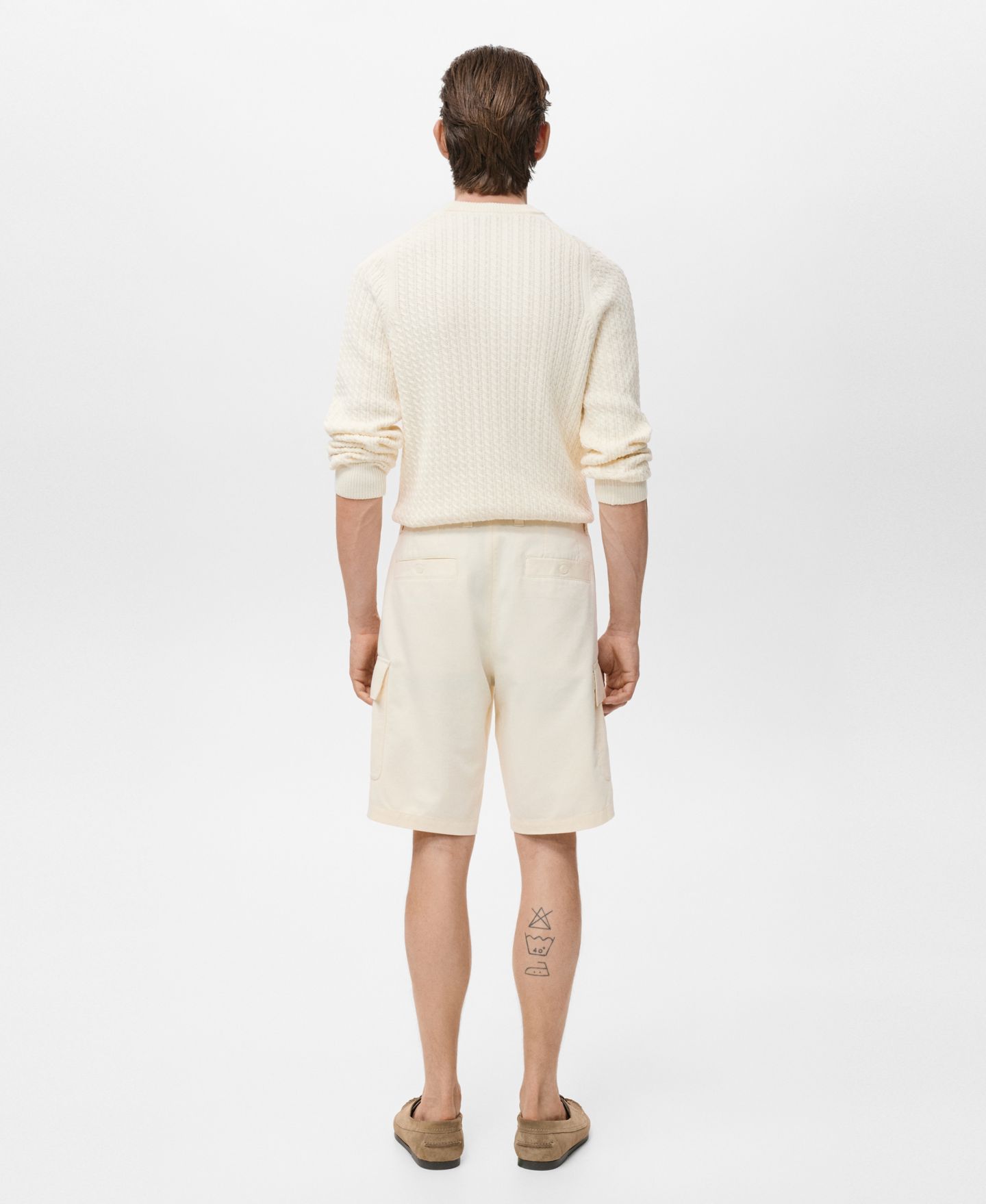 Мужские шорты Mango Cotton Lyocell Cargo 10" Bermuda, цвет: Экрю — фото 3