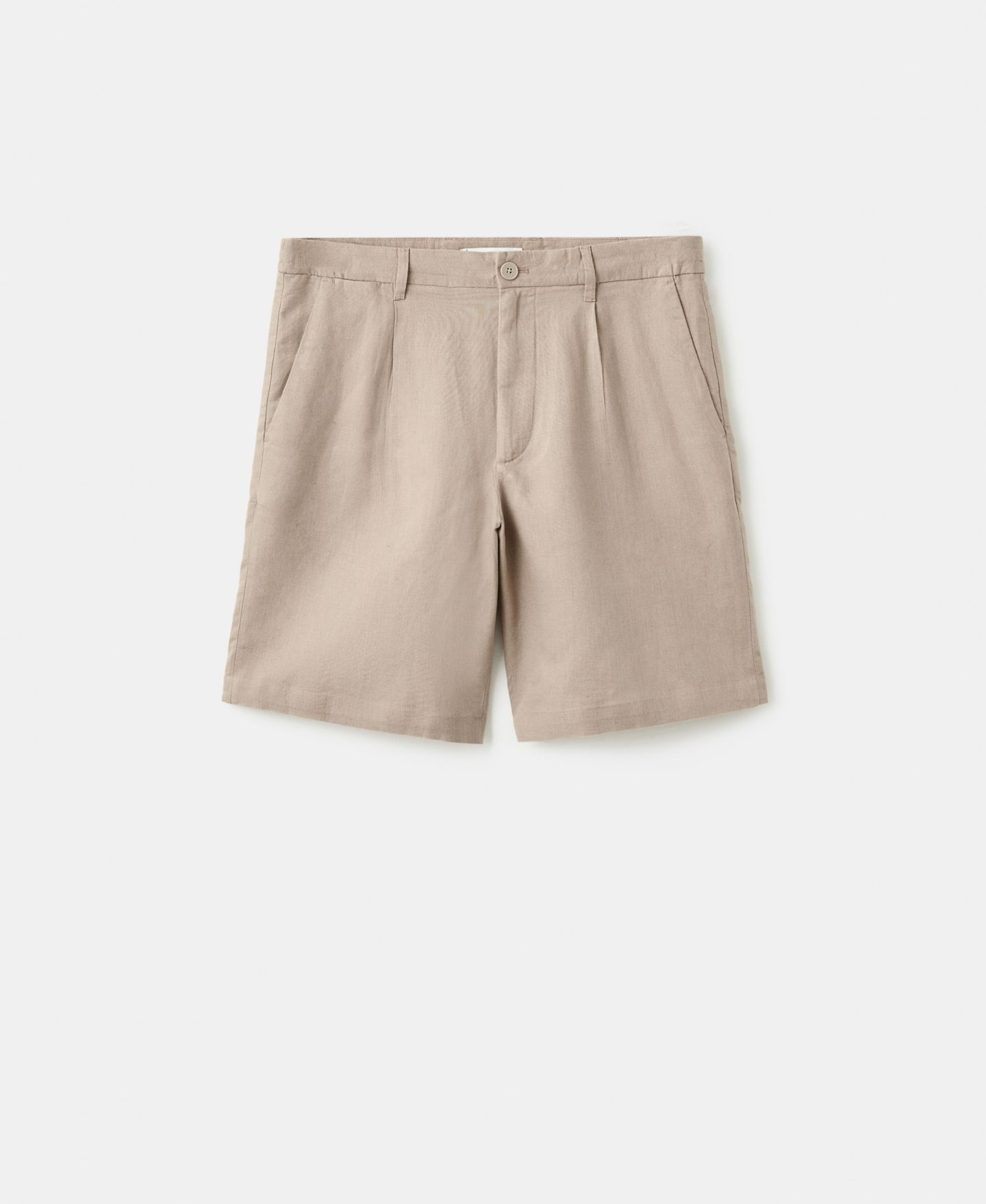Мужские шорты Mango Linen-Cotton Blend 9.29" Bermuda, цвет: Бежевый — фото 8