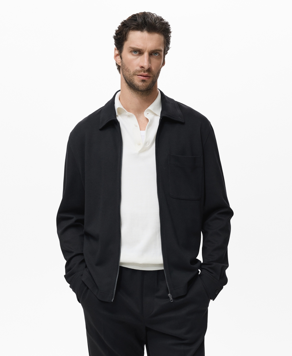Mango Men's Zip-Up Pocket Sweatshirt