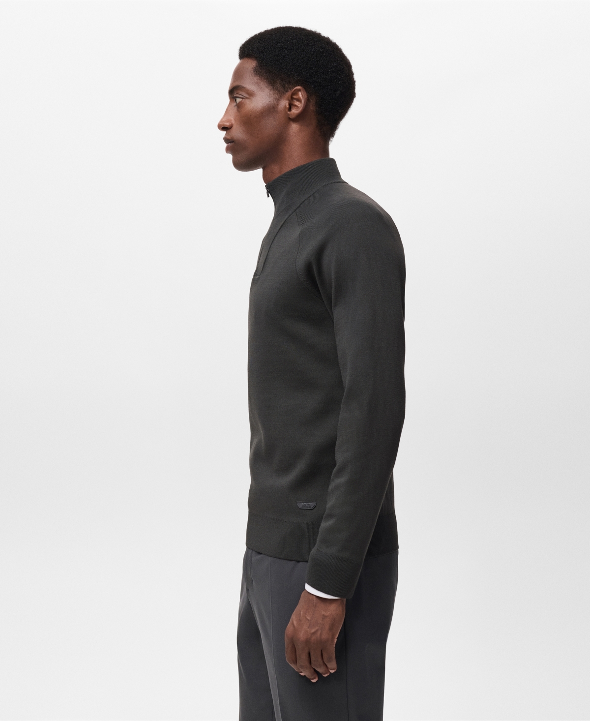 Mango Men's Breathable Zip-Neck Sweater