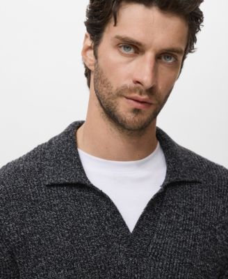 Men's Cotton Polo-Neck Sweater