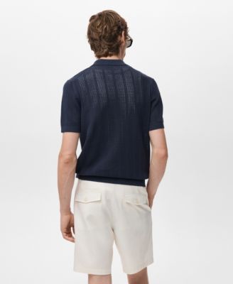 Men's Striped Openwork Knitted Shirt