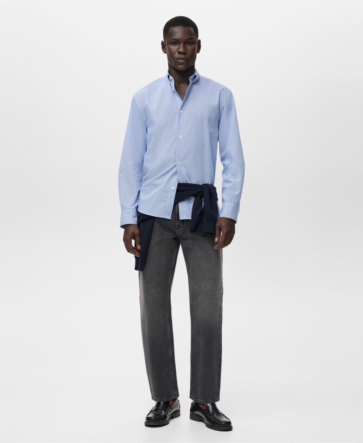 Mango Men's Regular Fit Striped Cotton Shirt