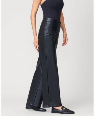 Women's Coated Faux Leather Wide Leg Pull On Pant