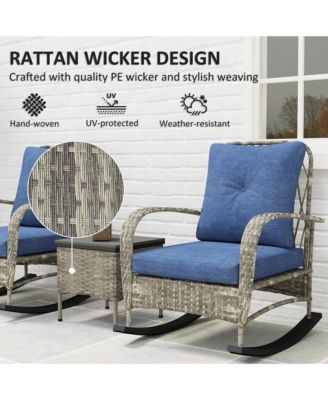 Patio Furniture Set, Rocking Chairs w/ Table, Cushion