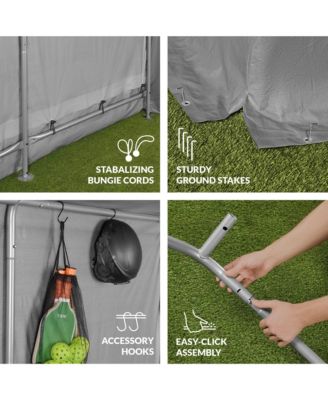 10x8ft Outdoor Fabric Storage Shed, Steel Frame, Dual Zipper Doors, Window