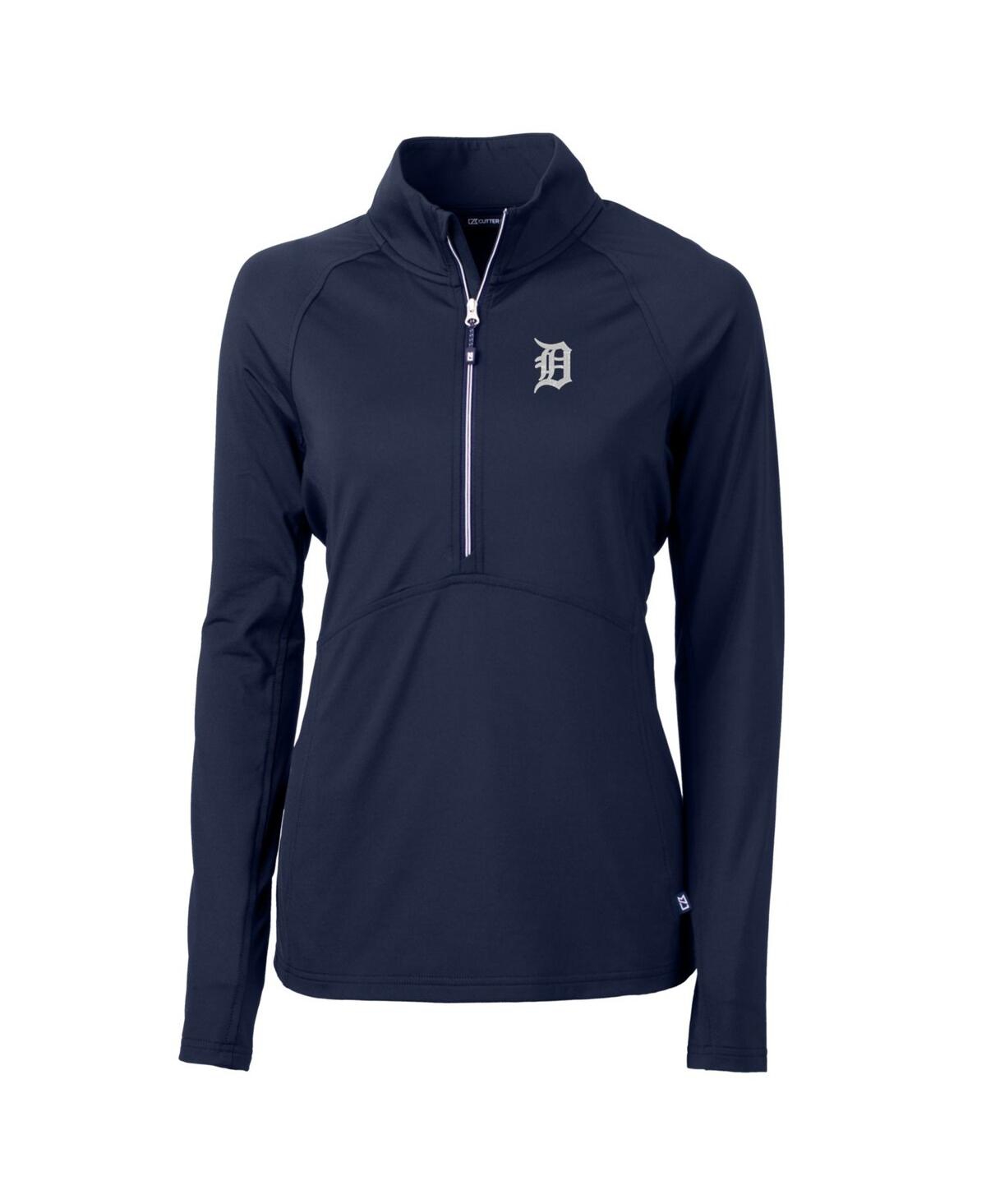 Cutter & Buck Cutter Buck Women's Navy Detroit Tigers Adapt Eco Knit Stretch Half-zip Pullover Sweatshirt In Blue