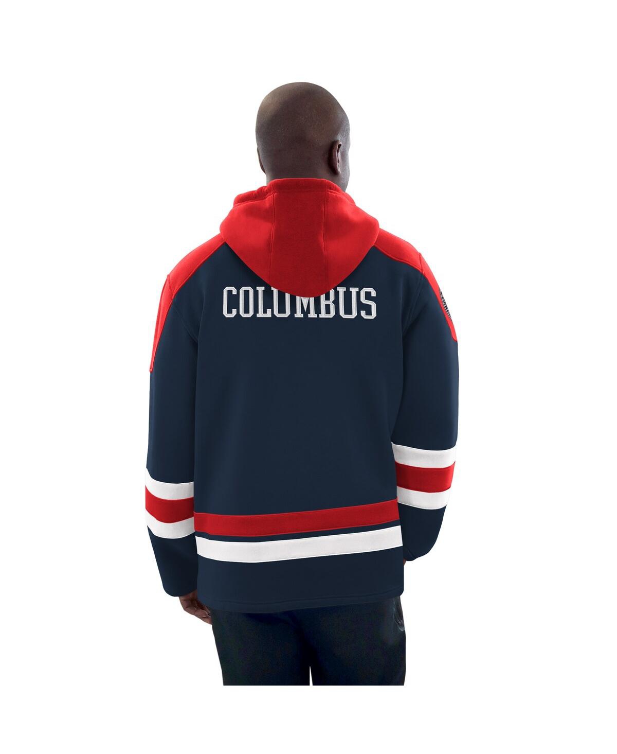 Starter Men's Navy/Red Columbus Blue Jackets Hockey Pullover Hoodie