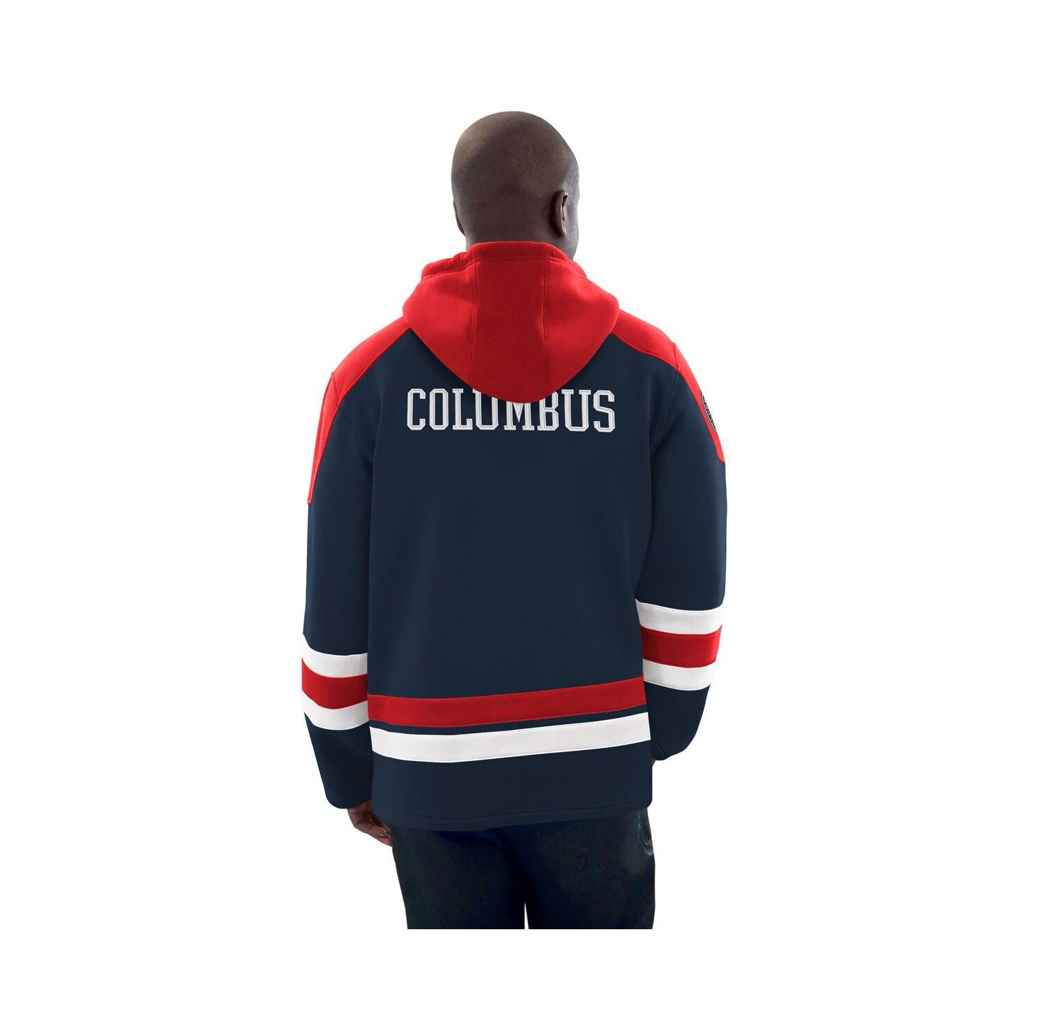 Men's Navy/Red Columbus Blue Jackets Hockey Pullover Hoodie