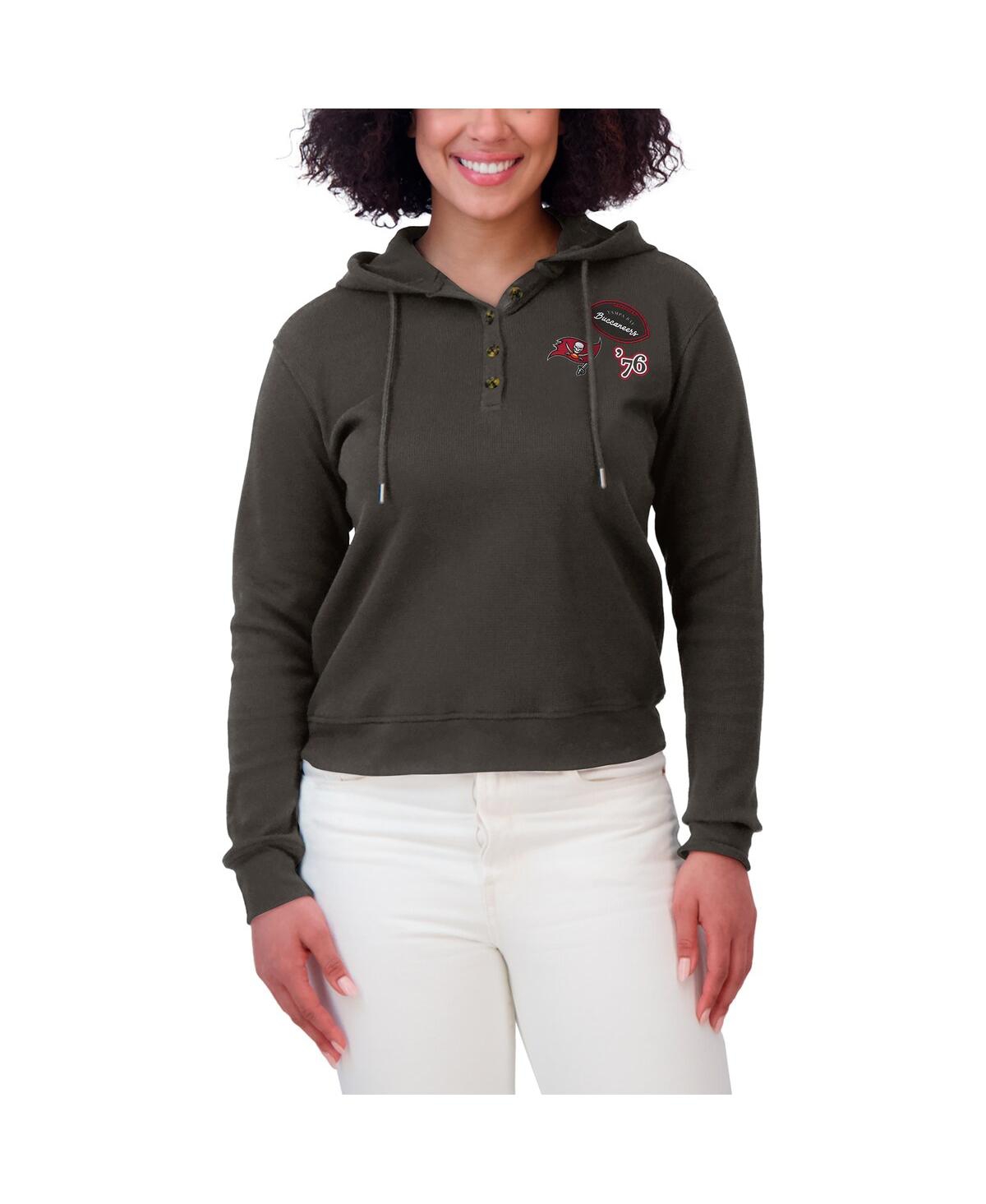 Wear By Erin Andrews Women's Pewter Tampa Bay Buccaneers Waffle Hoodie Pullover Top In Animal Print