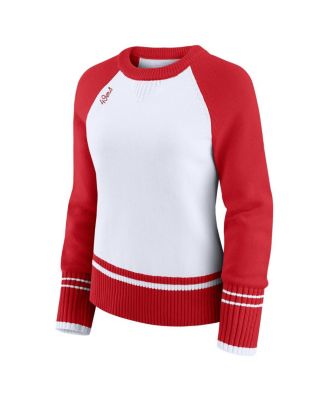 Women's White/Scarlet San Francisco 49ers Color Block Raglan Sweater