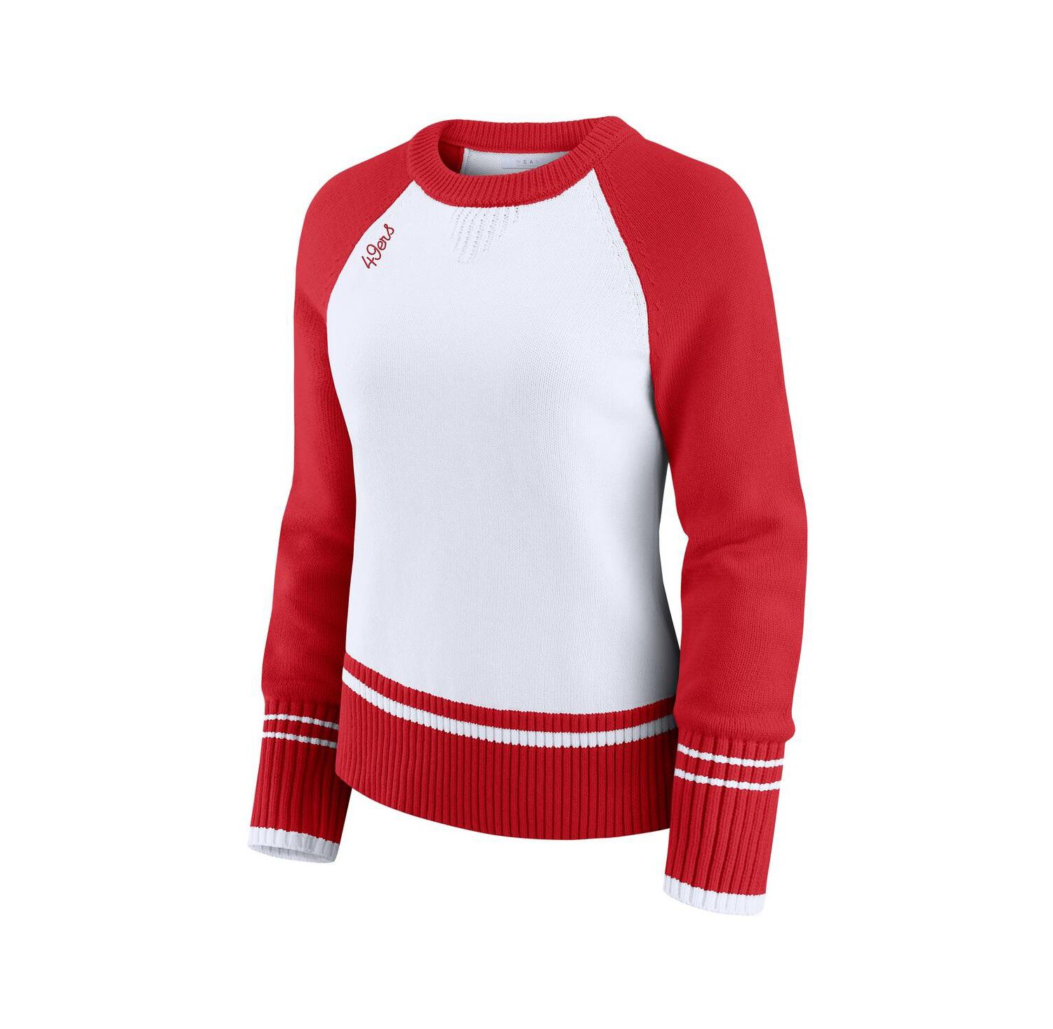 Women's White/Scarlet San Francisco 49ers Color Block Raglan Sweater